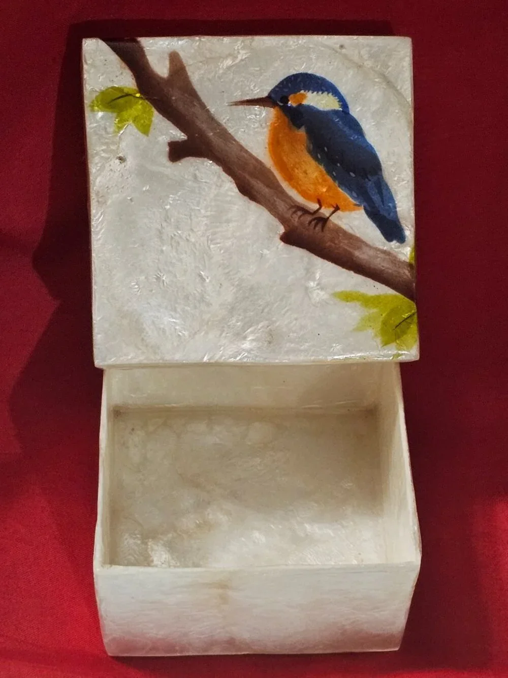 New Set (3) Hand-painted birds capiz shell trinket keepsake box from Philippines